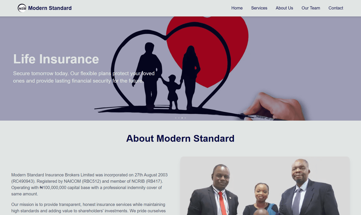 Modern Standard Insurance Brokers – Corporate Website